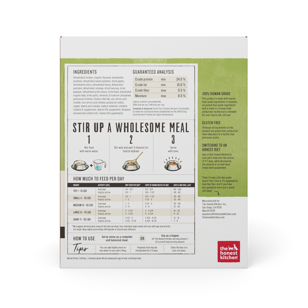 The Honest Kitchen Grain Free Chicken Recipe Dehydrated Dog Food
