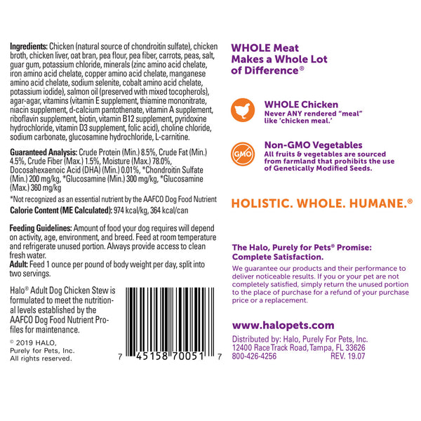 Halo Senior Chicken Recipe Canned Dog Food