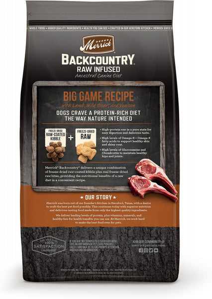 Merrick Backcountry Raw Infused Grain Free Big Game Recipe Dry Dog Food