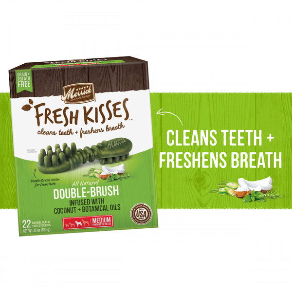 Merrick Fresh Kisses Grain Free Coconut Oil and Botanicals Medium Dental Dog Treats
