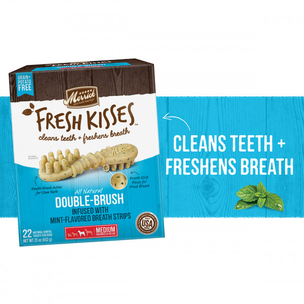 Merrick Fresh Kisses Grain Free Mint Breath Strips Medium Dental Dog Treats