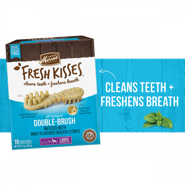 Merrick Fresh Kisses Grain Free Mint Breath Strips Large Dental Dog Treats