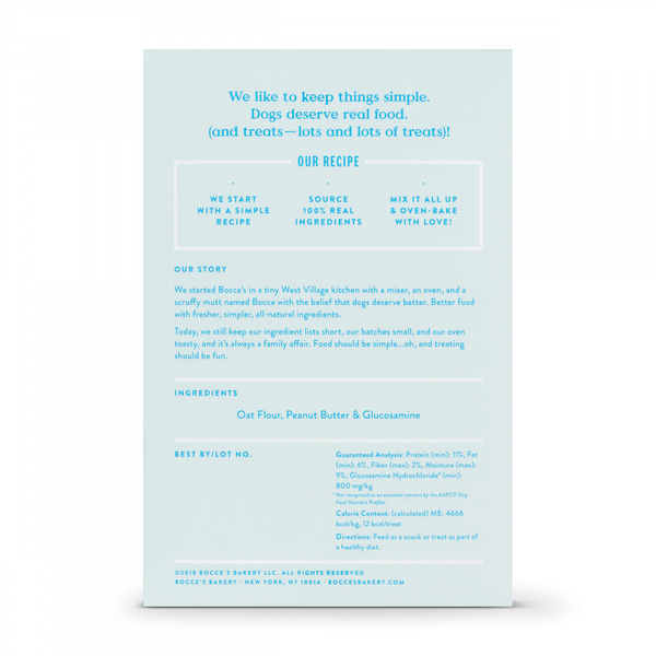 Bocce's Bakery Daily Support Peanut Butter Recipe Functional Hip & Joints Biscuit Dog Treats