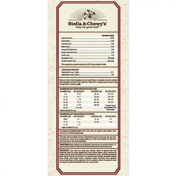 Stella & Chewy's Stella's Essentials Kibble Cage Free Duck & Lentils Recipe Dry Dog Food